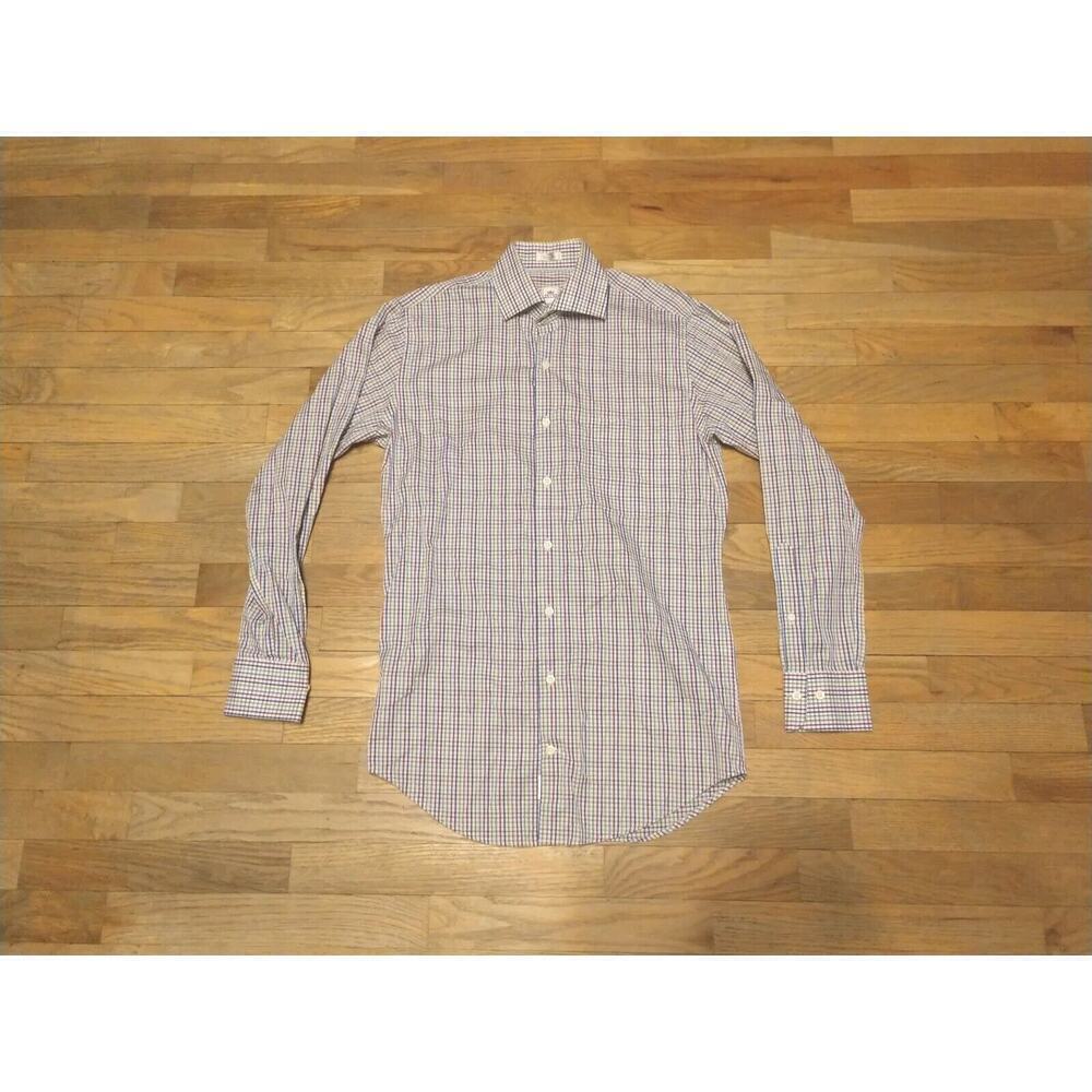 Peter Millar Crown Finish Long Sleeve Button Down Dress Shirt Checked Mens Small